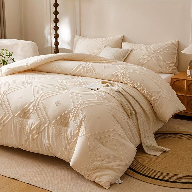 Boho Tufted Velvet Quilt Set – 2/3-Piece Microfiber Comforter & Pillowcases for Queen/King Bed