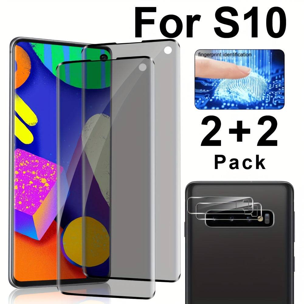 2+2 Pack Privacy Tempered Glass Screen Protectors for Samsung Galaxy S10–S25 and Note10/20 Series, 3D Full Coverage, Scratch-Resistant, Fingerprint Unlock
