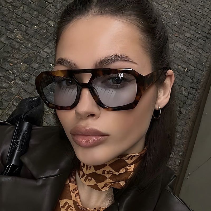 Womens Big Frame Leopard Sunglasses UV400 Fashion Shades