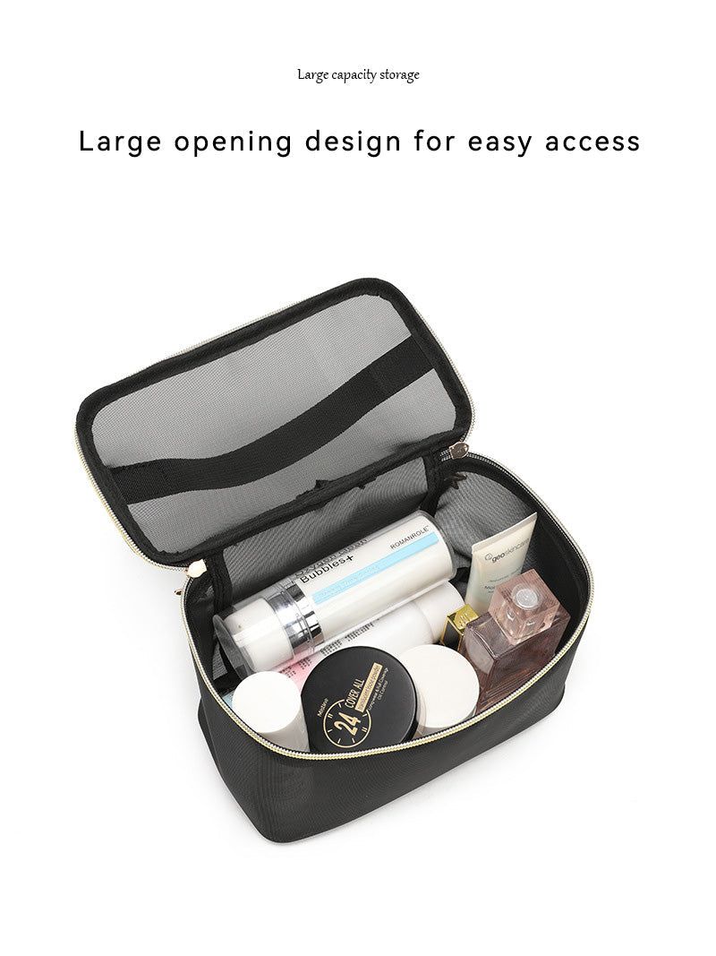 Hanging Makeup Cosmetic Bag Set Black Floral Design