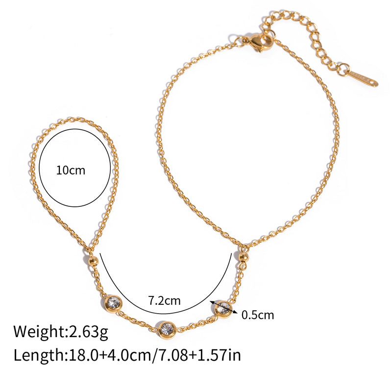 Womens Hand Chain Bracelet with Ring Boho Style