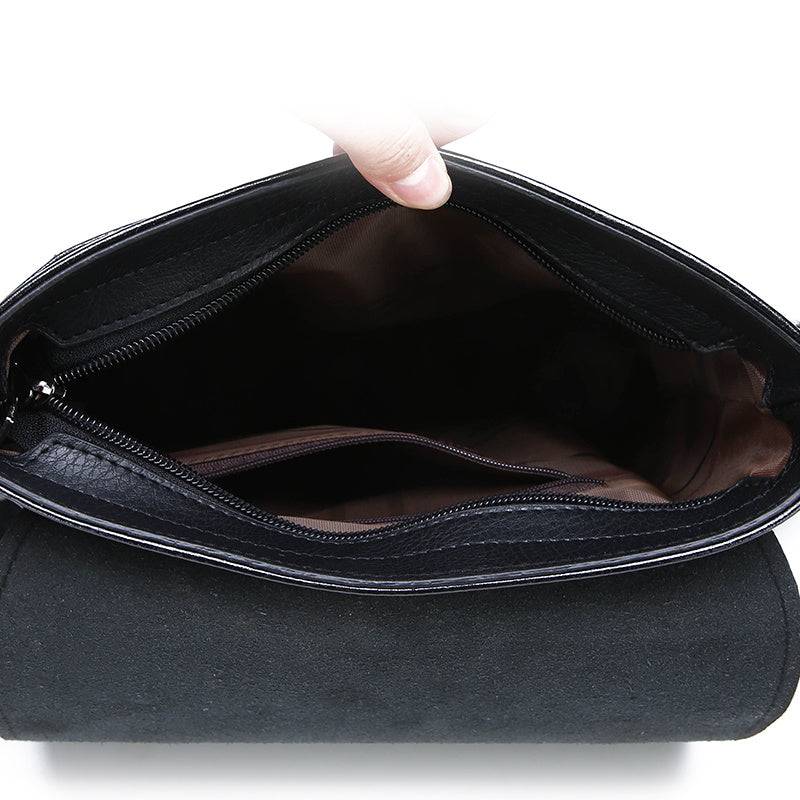 Men’s Black Water-Resistant Crossbody Bag Adjustable Strap, Scratch-Resistant, Multiple Compartments for Office, Commute & Travel