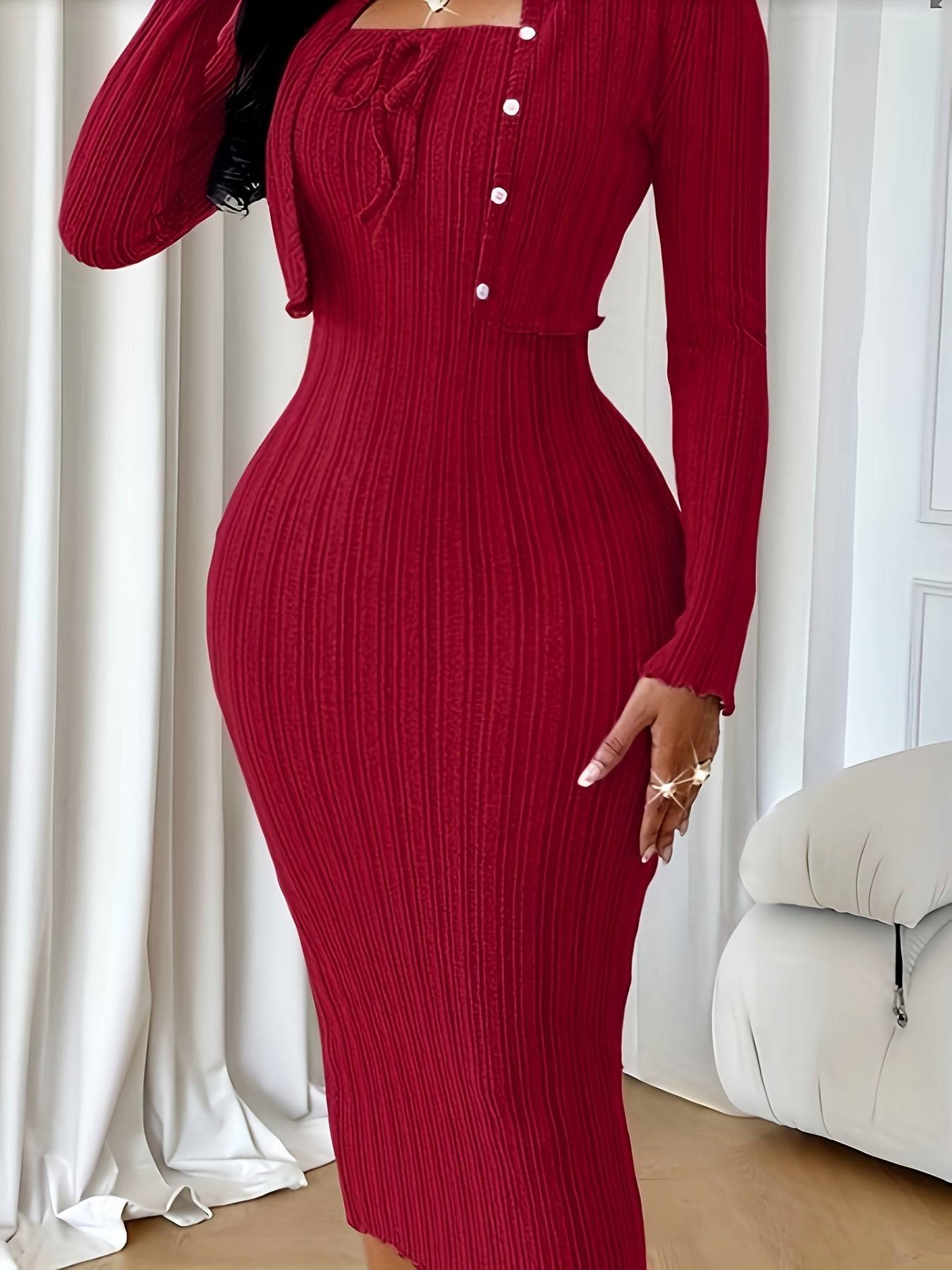 Women’s Two-Piece Bow Tie Bandeau Dress with Short Jacket