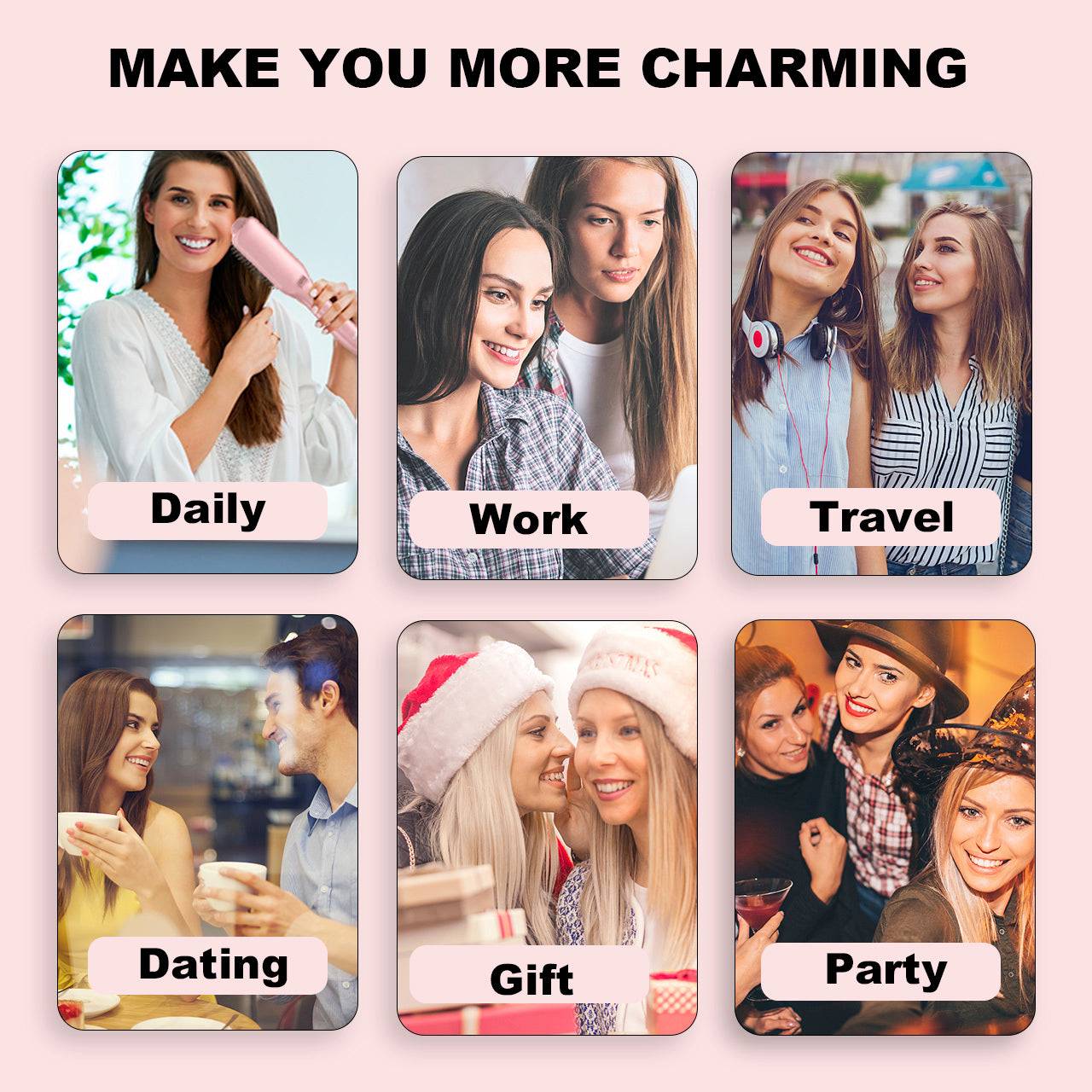 Electric Hair Brush with Ceramic Heating and Adjustable Heat