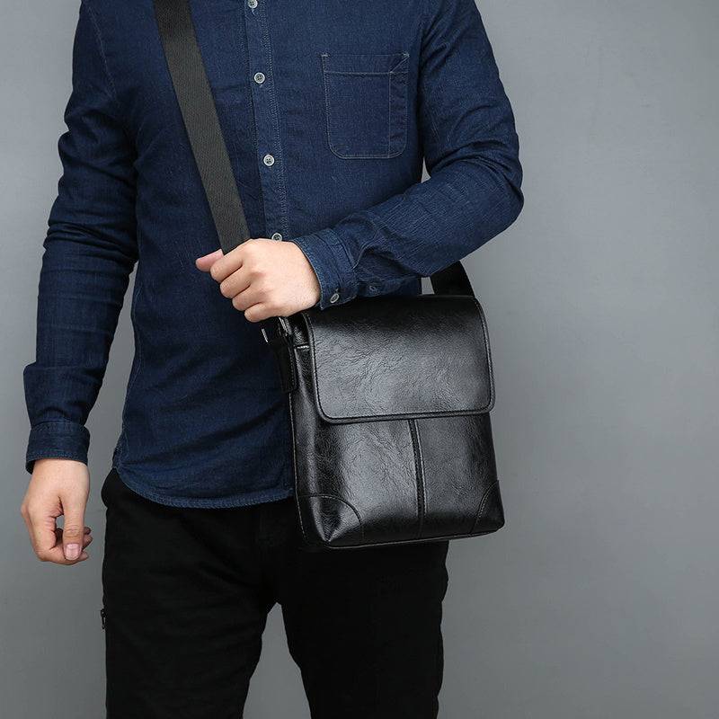 Men’s Black Water-Resistant Crossbody Bag Adjustable Strap, Scratch-Resistant, Multiple Compartments for Office, Commute & Travel