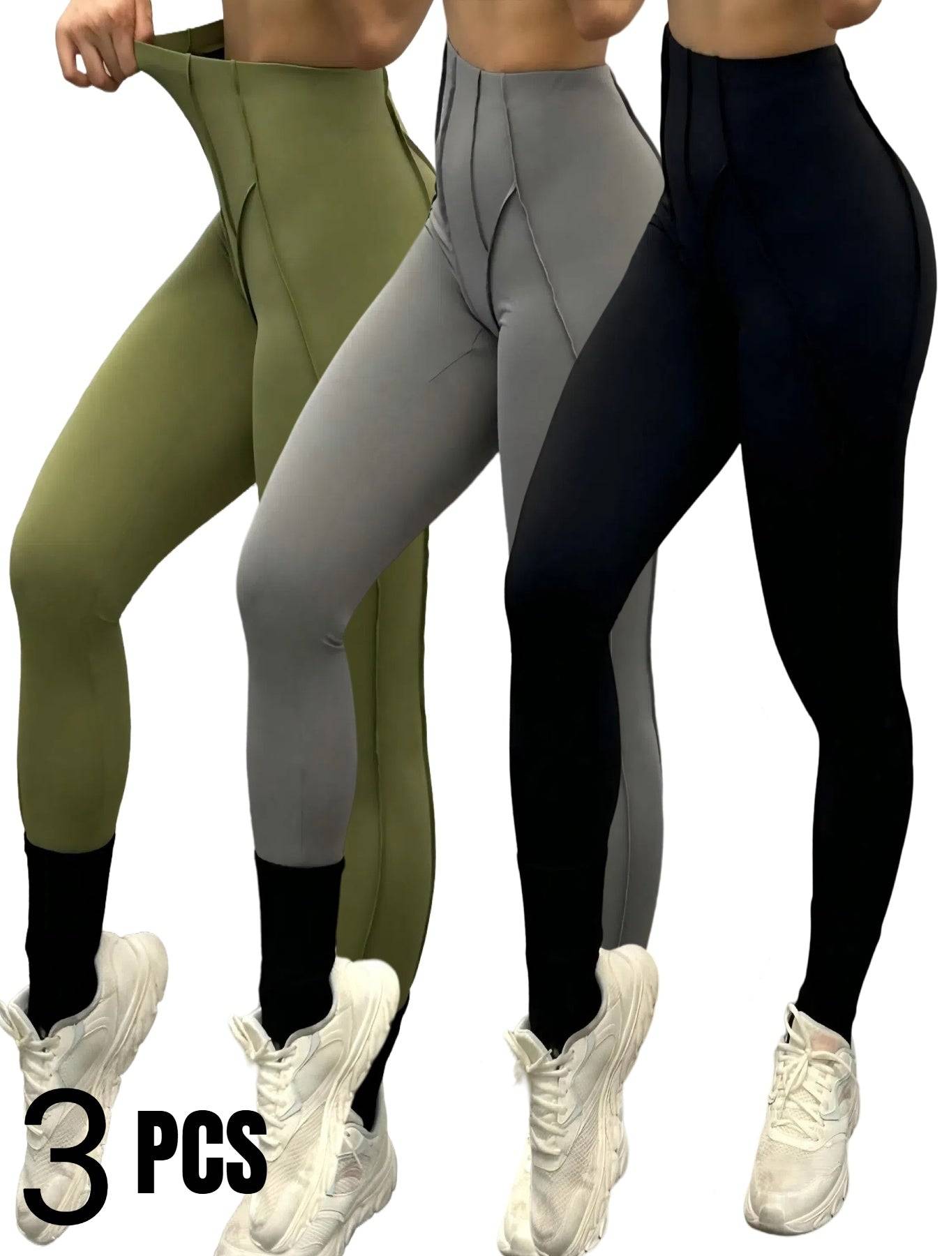 Womens Quick Dry Leggings 3 Pack with Pockets