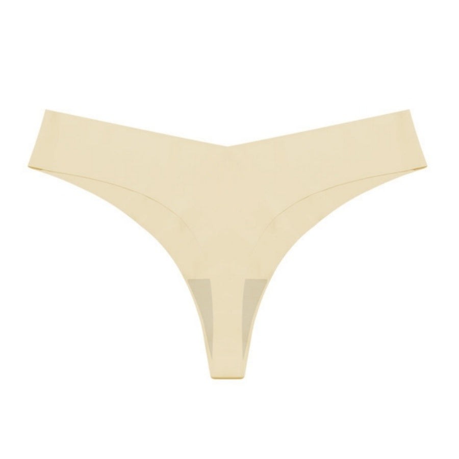 Women’s Low Waist Seamless Thong Ice Silk Nude Feel with Cotton Crotch Breathable T-Back Underwear