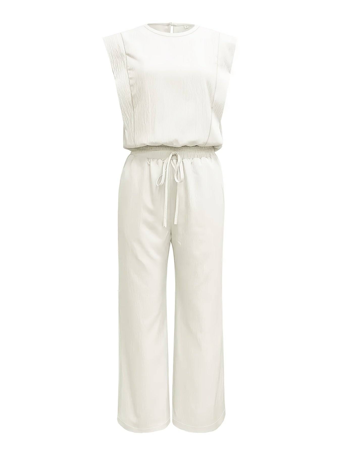Plus Size Women's 2-Piece Set Sleeveless Round Neck Top & Wide-Leg Pants for Casual Elegance