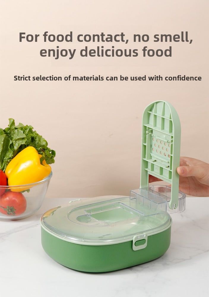 Manual Food Chopper With Stainless Steel Blades Oval Design