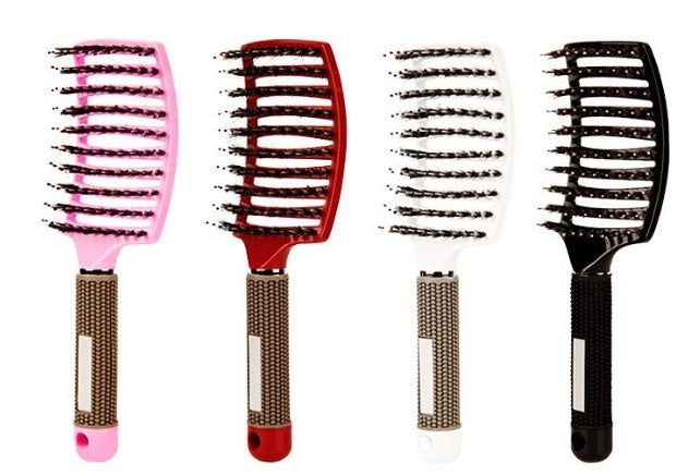 Bristle and Nylon Hair Brush with Massage and Soft Handle