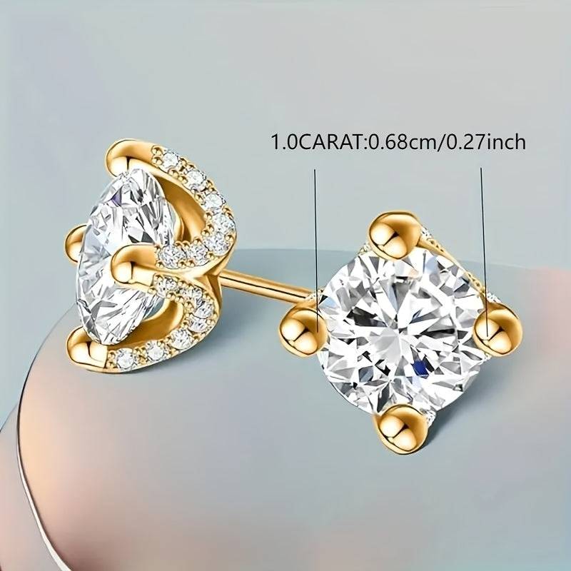 2 Carat Moissanite Stud Earrings in 925 Silver Unisex Hypoallergenic Design Elegant Style for Daily or Gift Use