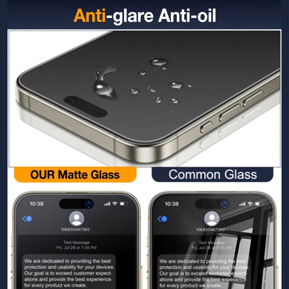 3-Pack Matte Privacy Tempered Glass Screen Protectors, 9H Anti-Scratch Full Coverage with Edge Protection, Compatible with iPhone 12–16 Pro Max & Plus Series