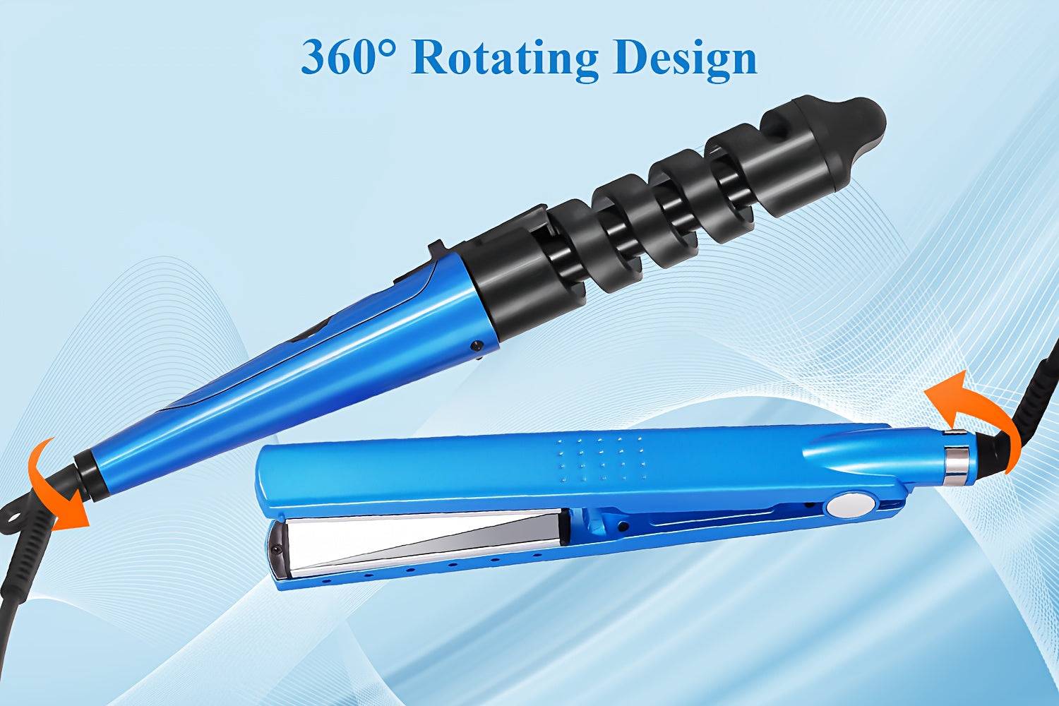 3pcs Hair Styling Kit for Women Flat Iron, Curling Wand & V-Brush 5 Temps Lightweight for All Hair Types