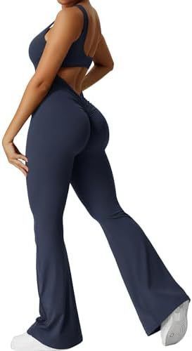 Sleeveless Flare Yoga Jumpsuits Long Pants High Stretch