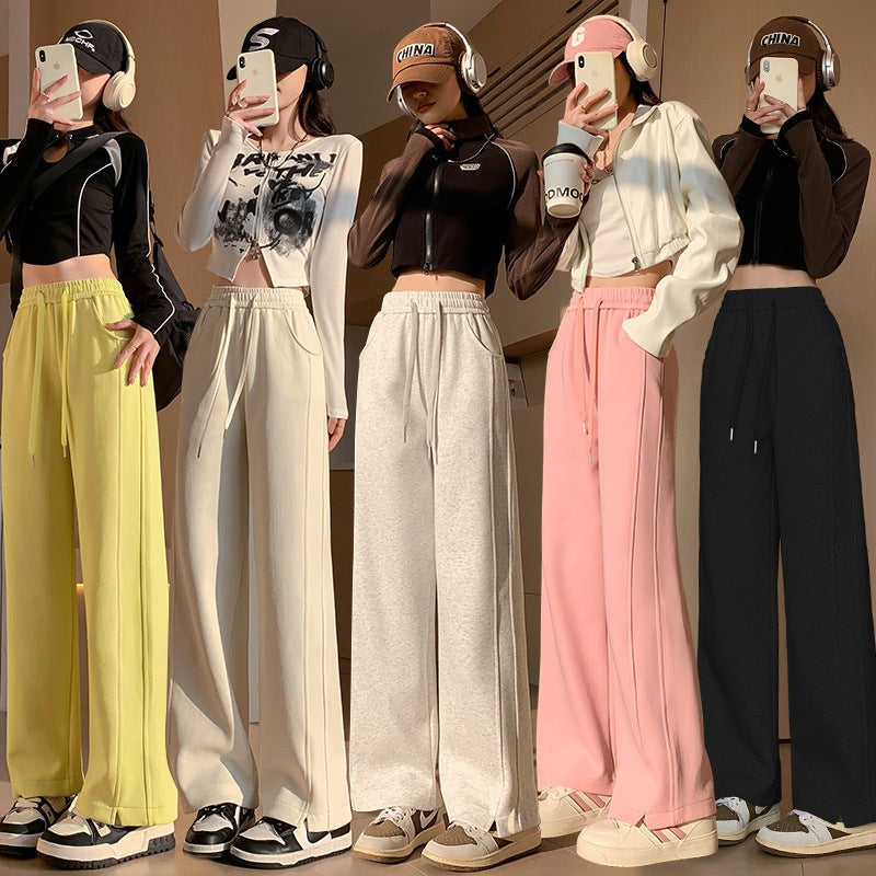 Women’s High Waist Straight Leg Sweatpants Lightweight Loose Fit Long Leisure Sports Trousers