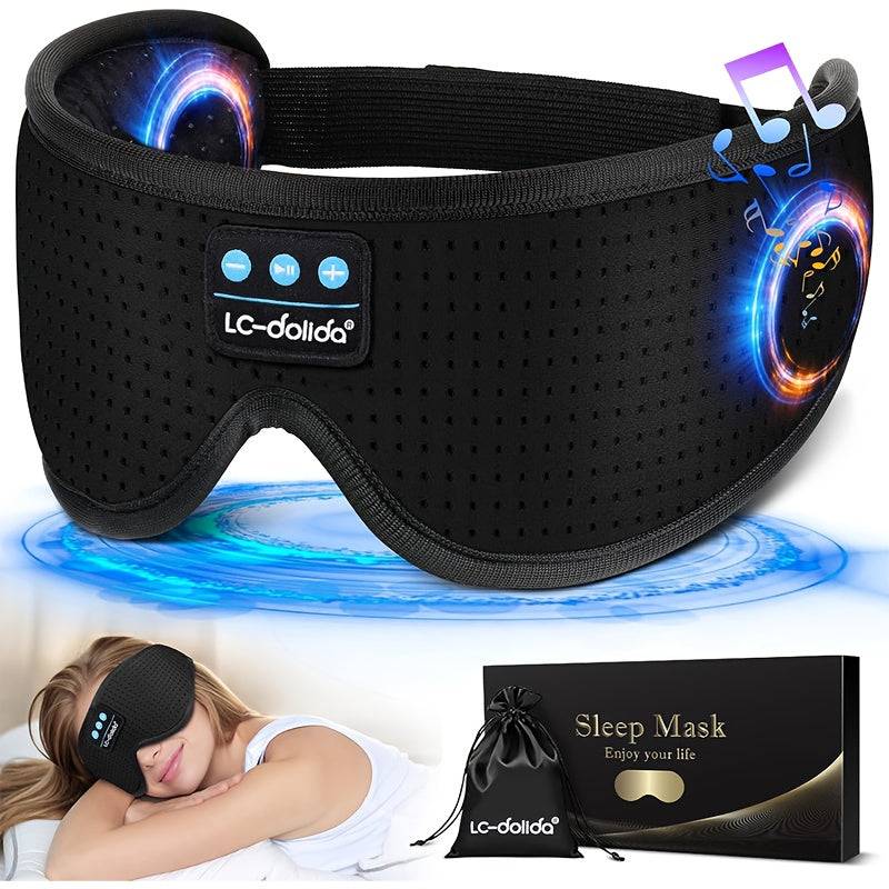 Sleep Headphones with Eye Mask & Wireless Charging Lightweight Breathable Headband for Side Sleepers, Travel & Home