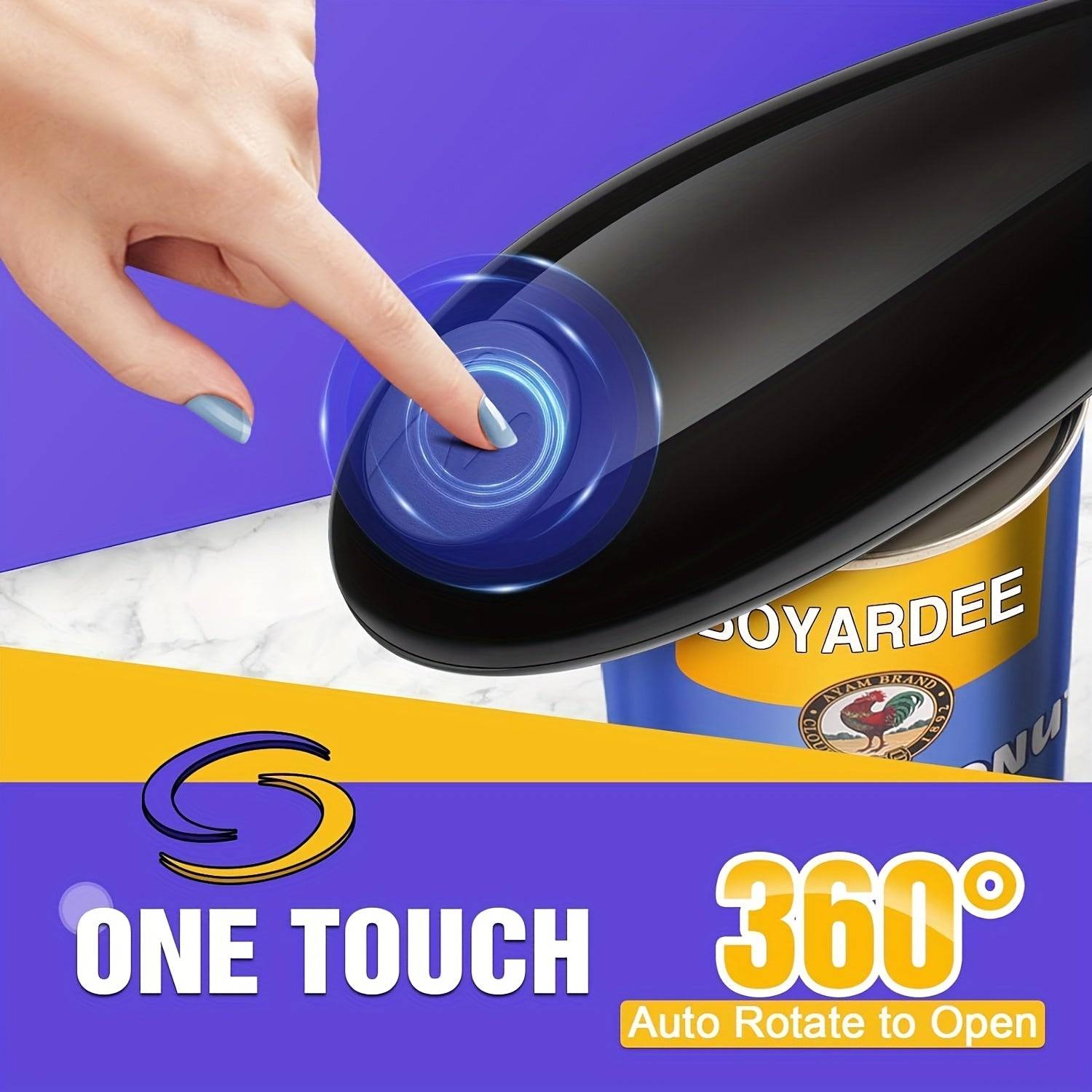One-Touch Electric Can Opener – Battery-Operated Automatic Opener with Smooth Edge for All Can Sizes, Ideal for Seniors & Easy Use