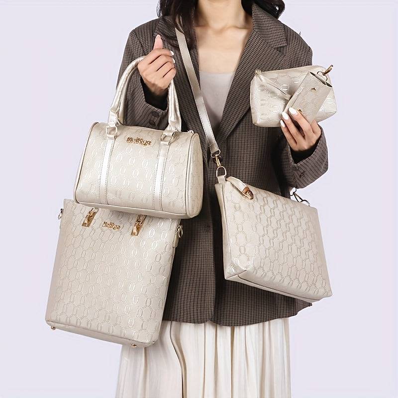 Women’s 5-Piece Handbag Set – Synthetic Leather Tote, Satchel, Crossbody, Shoulder Bag & Wallet