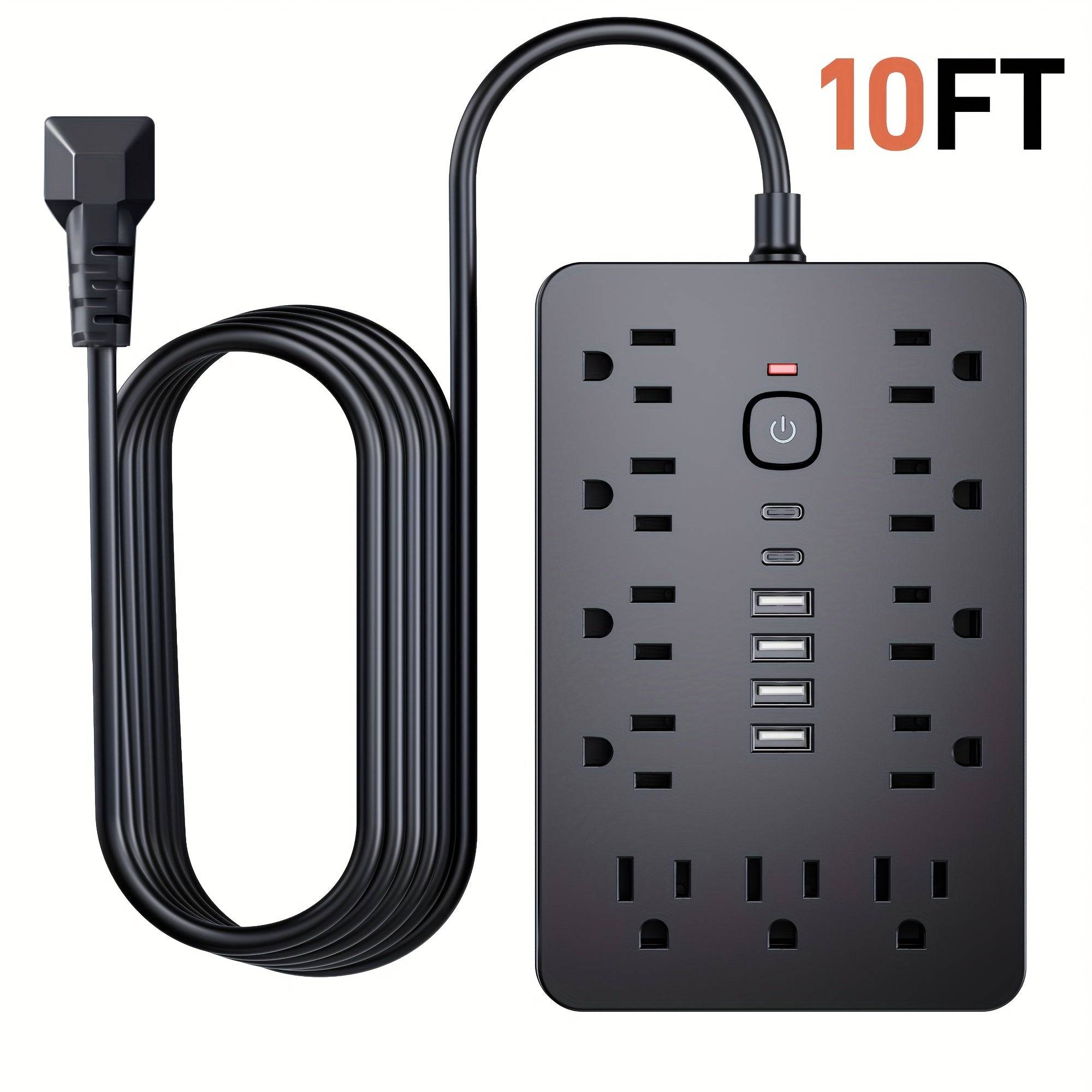17-in-1 Power Strip Surge Protector 11 AC Outlets, 4 USB & 2 USB-C Ports Compact Design with Overload Protection