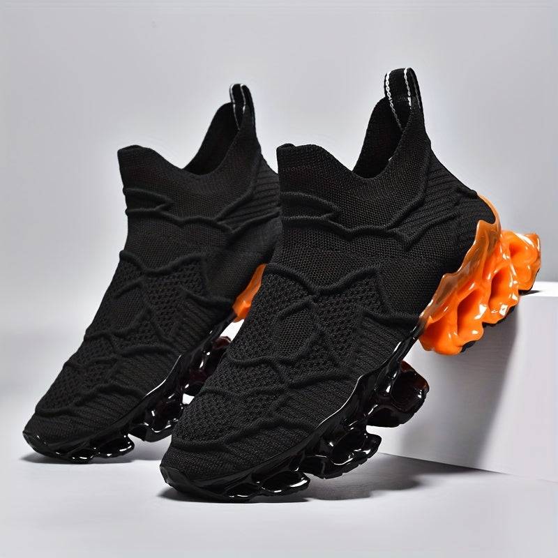 Men’s Blade Running Shoes with Shock Absorption & Slip-On Design, Breathable Low-Top Sneakers with TPU Sole & EVA Cushion for Hiking & Workouts
