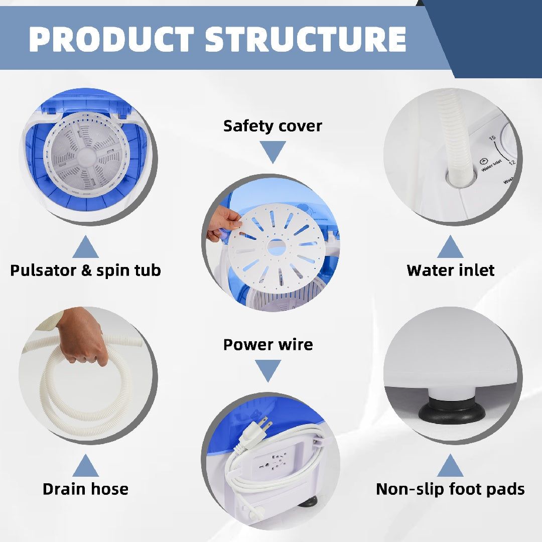 Compact Portable Washing Machine with Spin Dryer