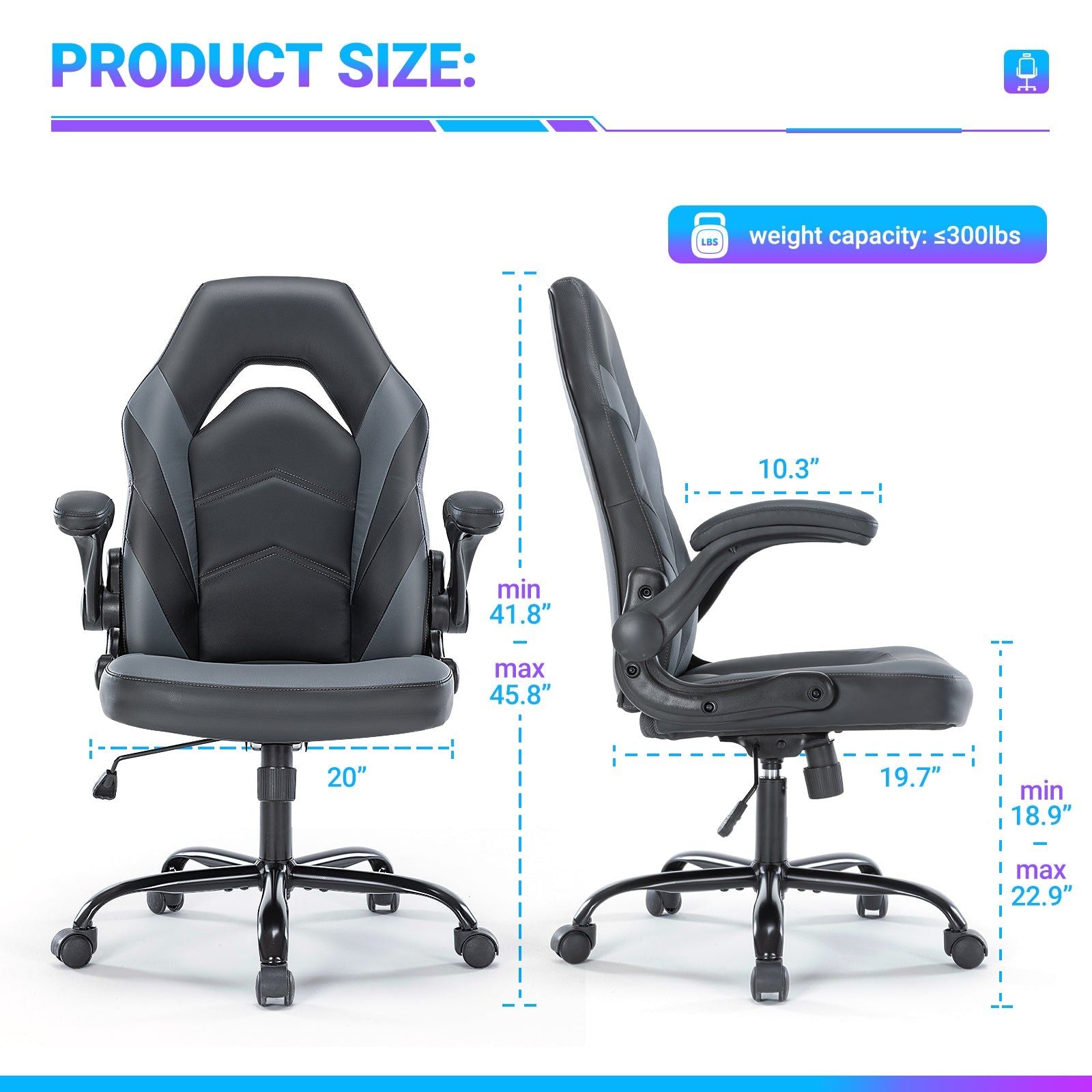 Gaming Chair Ergonomic PU Leather S Back Rocking Adjustable