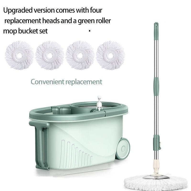 Spin Mop and Bucket Set with 360° Rotating Wringing System – 4 Microfiber Mop Heads, Deep Cleaning for Bathroom, Kitchen & Hard Floors