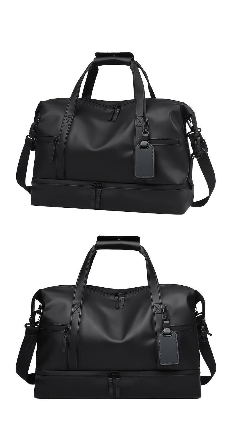 Large Capacity PU Duffel Bag Weekender with Shoe Compartment & Wet Pocket for Travel, Gym, Sports & Daily Use