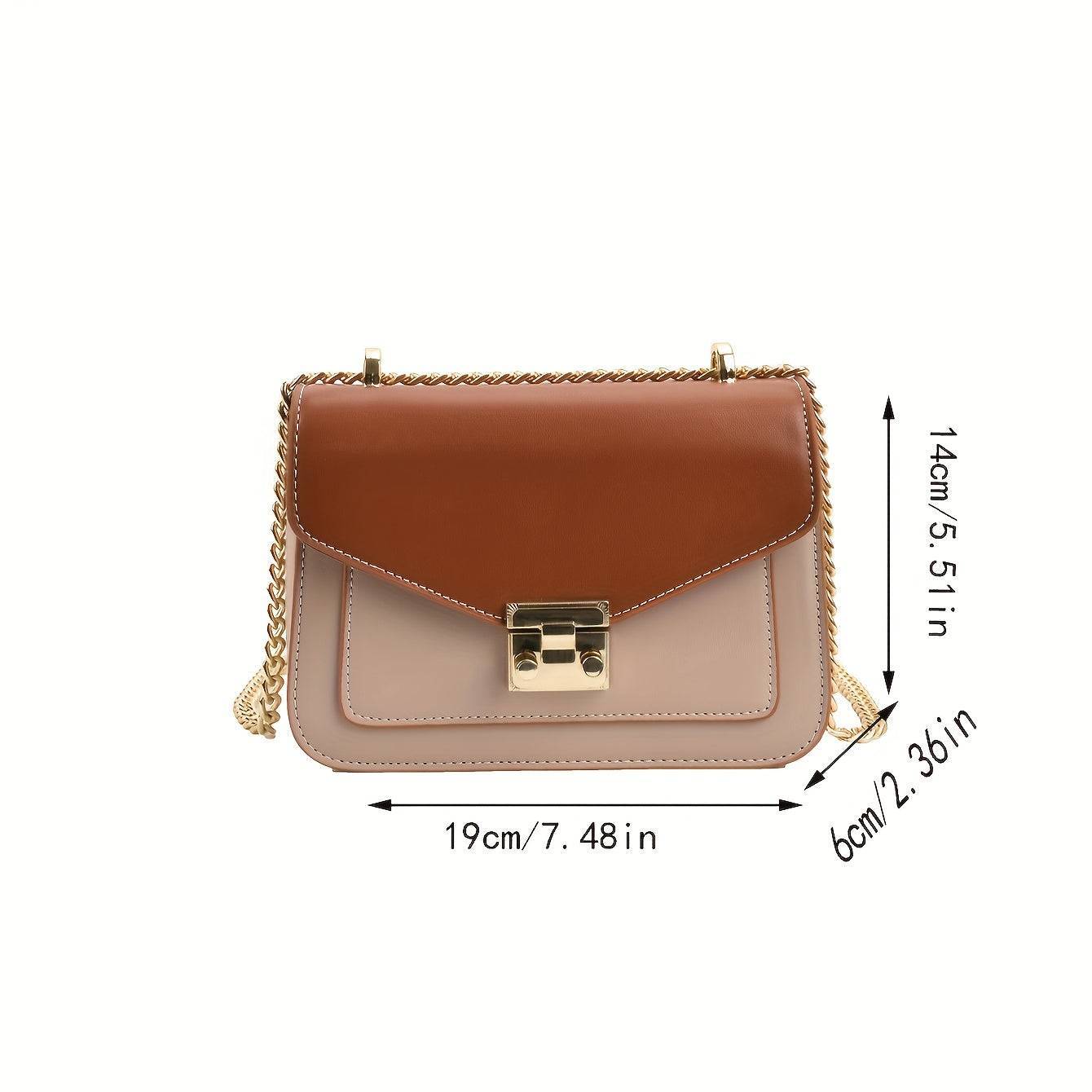 Women’s Mini Shoulder Bag – Beige Square Clutch with Gold Chain, Elegant for Parties & Travel