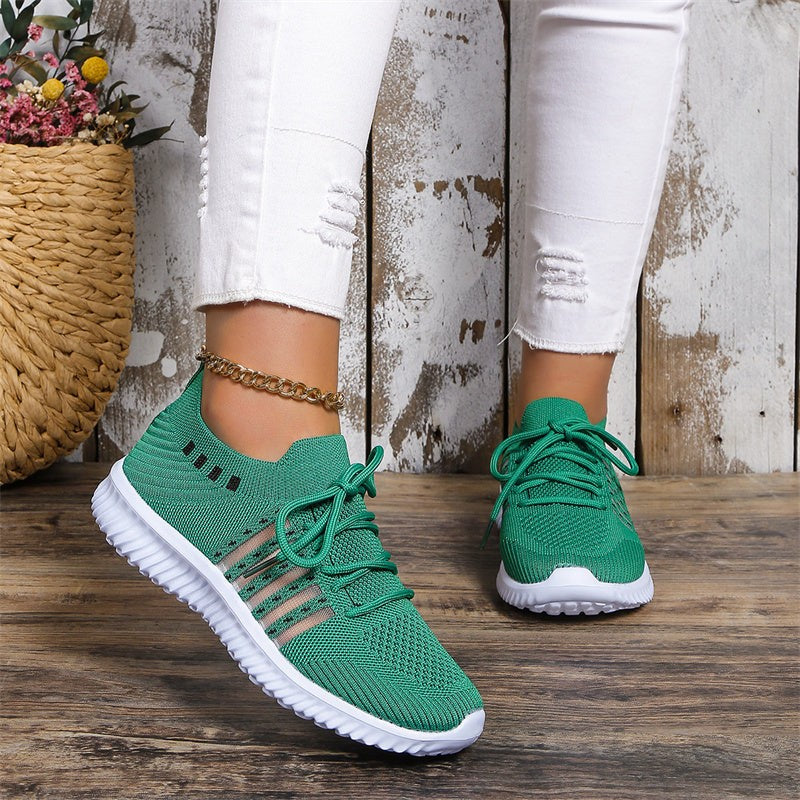 Womens Breathable Mesh Lace Up Running Walking Sneakers