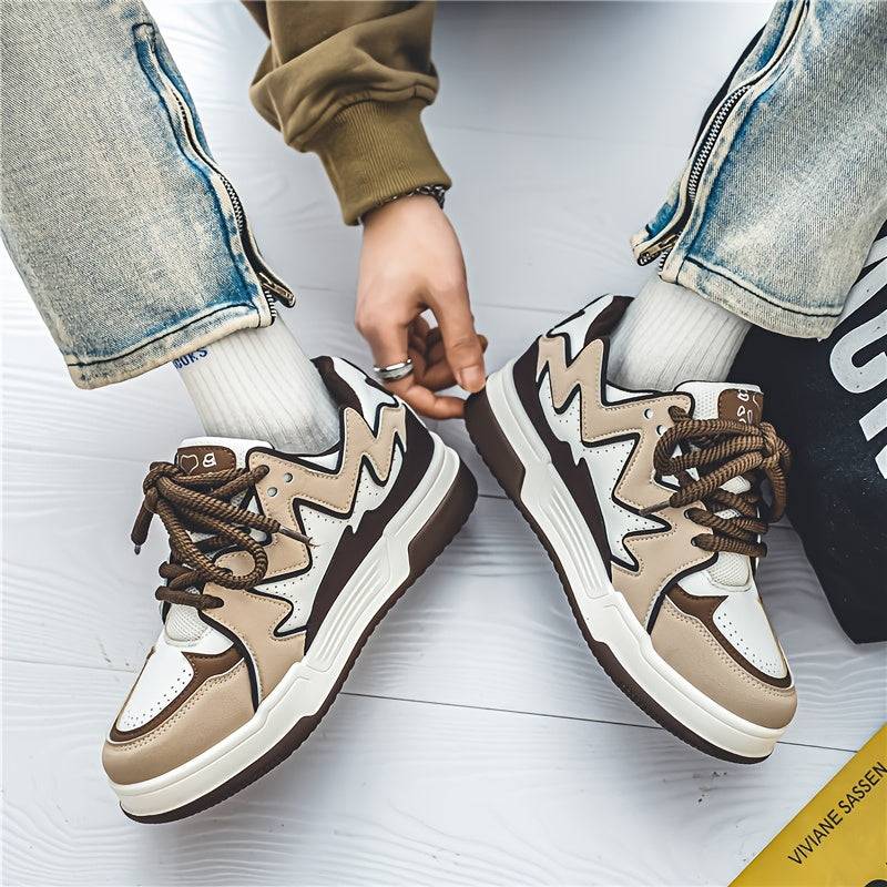Men’s Low-Top Casual Sneakers Lace-Up Design with Thick PVC Sole & Breathable Lining for Daily Wear, Outdoor & Light Exercise