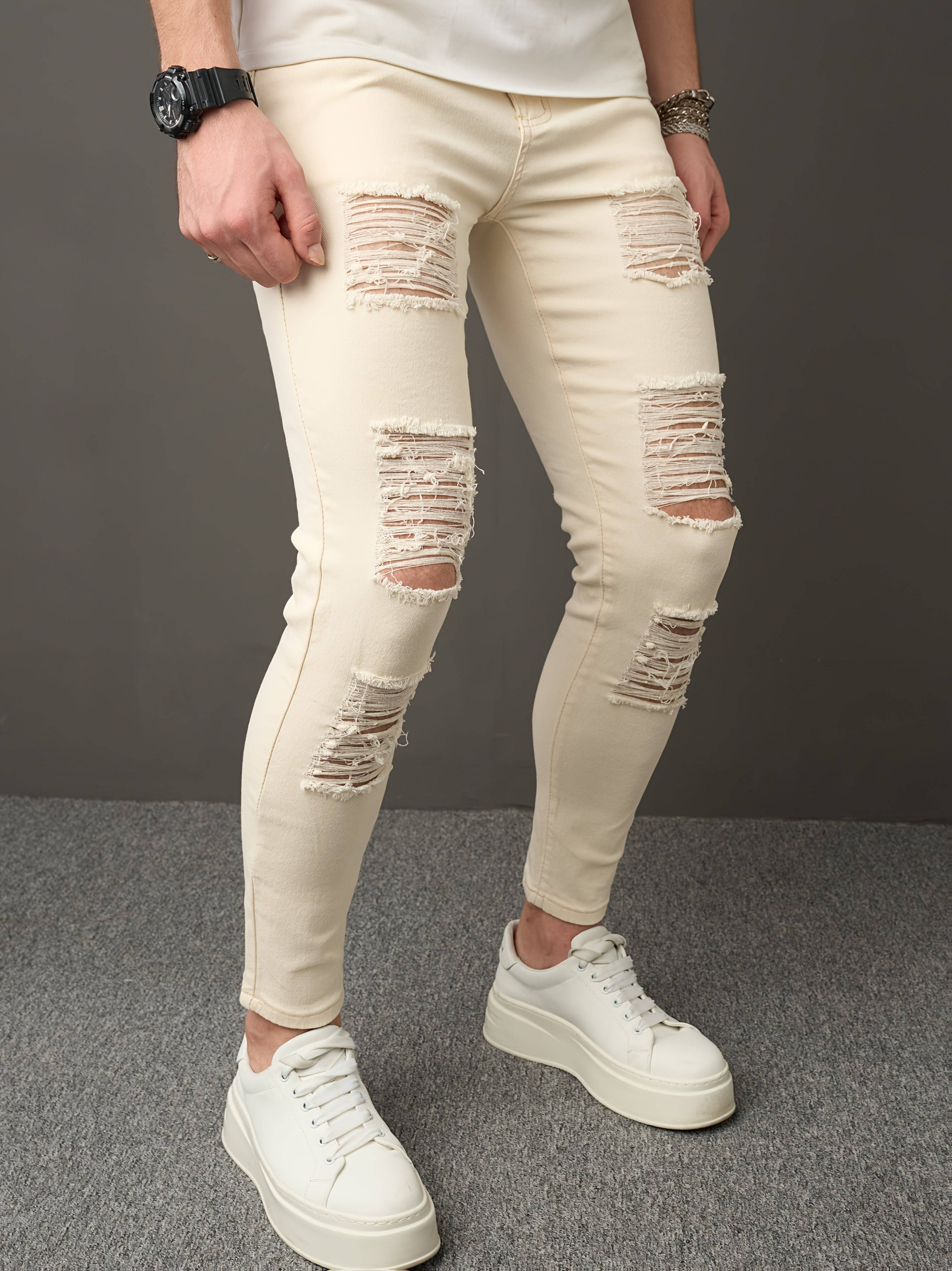 Men’s Slim Fit Jeans Youth Fashion Denim Pants with Tapered Small Leg Design Casual Spring & Autumn Wear