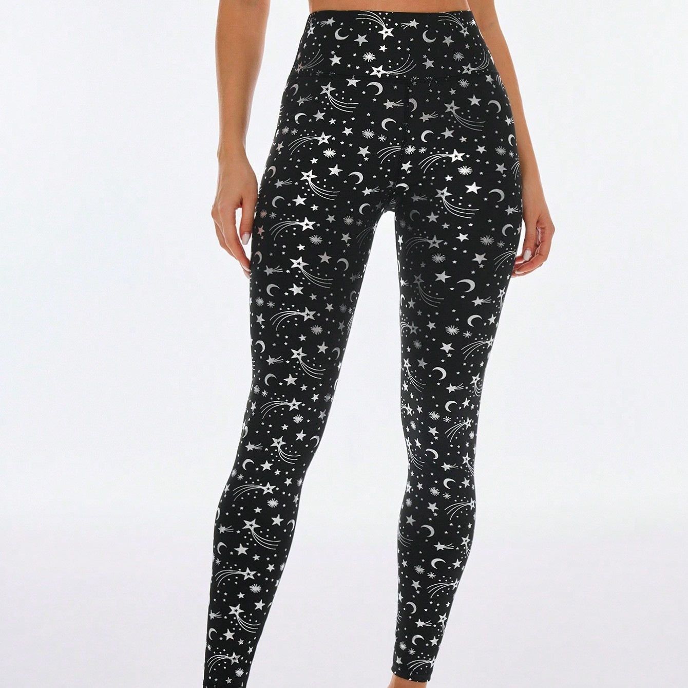 Women’s High Waist Bronzing Leggings Shiny Polyester Slim Fit Hip Lift Pants for Sports and Casual Wear