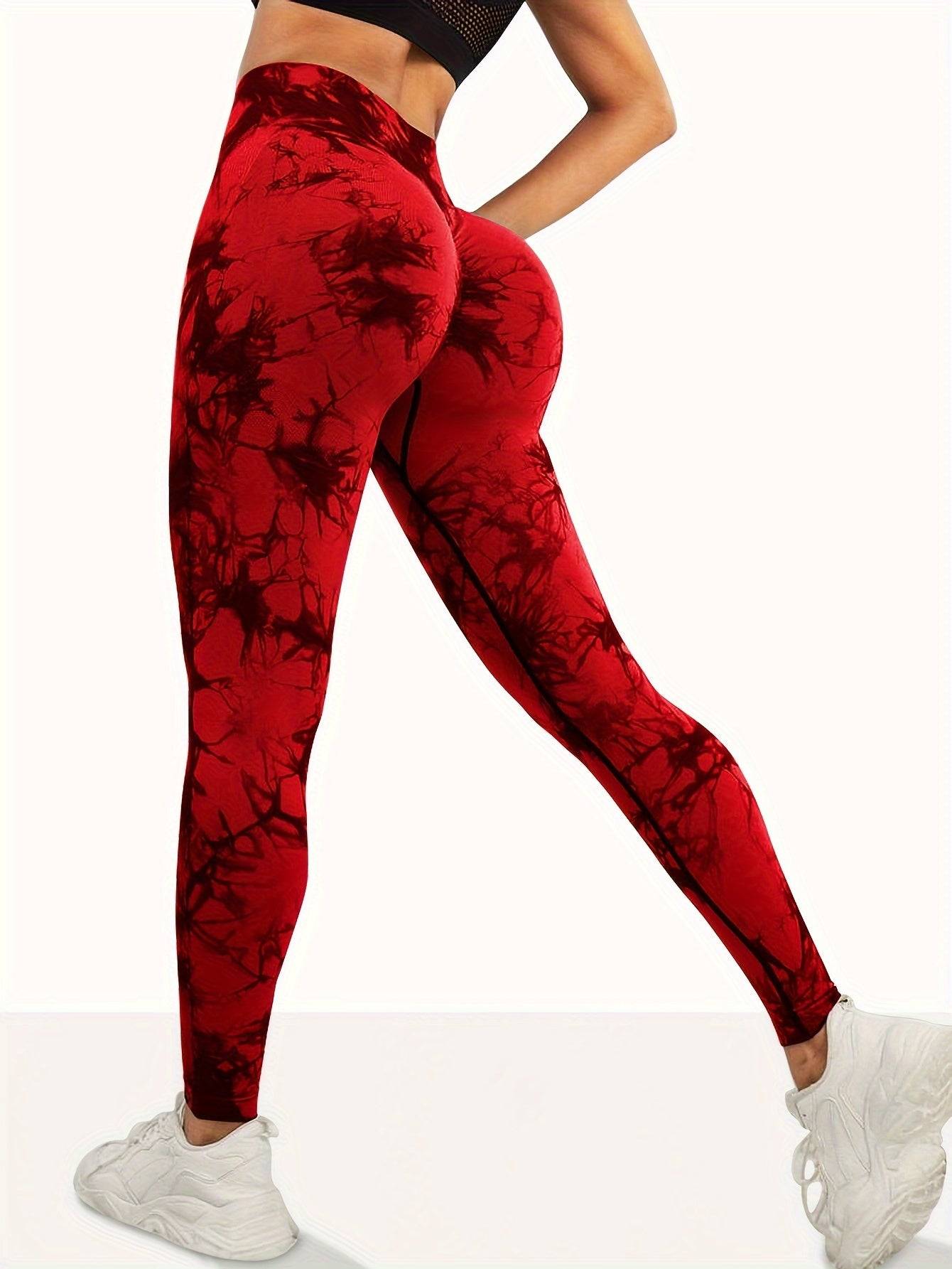3-pack women’s seamless high-waisted tie-dye leggings, butt-lifting compression fit, multicolor 9/10 sports pants