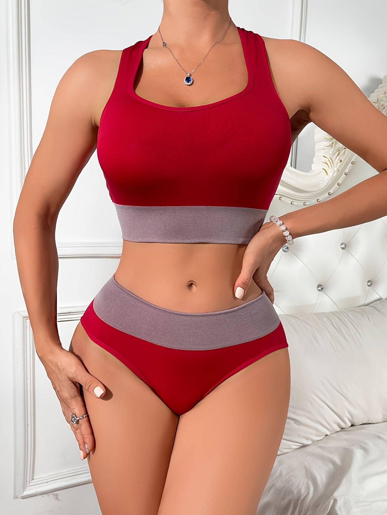 6-Pack Seamless Racerback Bra & Panty Set for Women Breathable Quick-Dry Fit for Fitness, Everyday