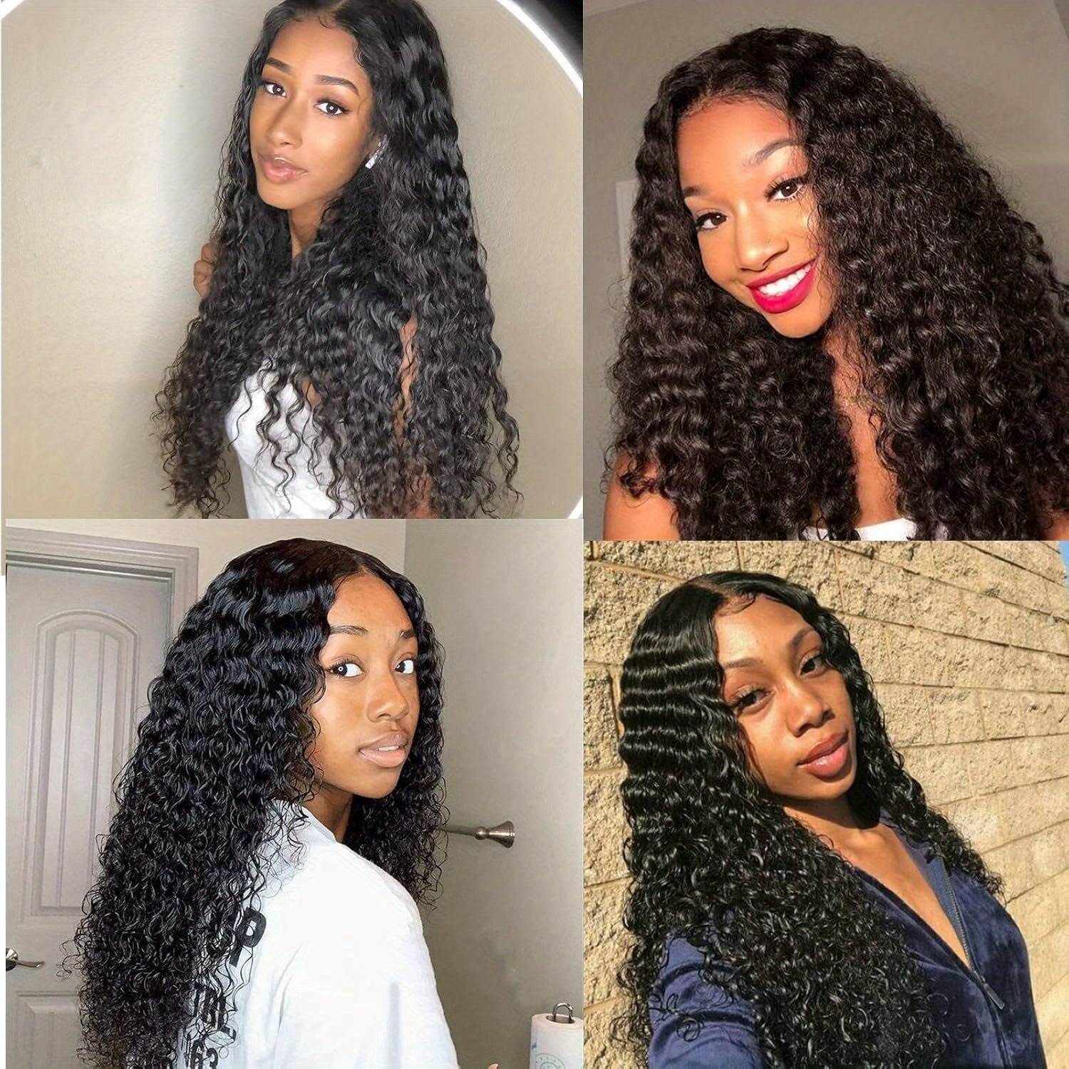 Brazilian Virgin Human Hair Wig Deep Wave 4x4 HD Lace Closure 180% Density with Pre-Plucked Baby Hair Natural Black, Soft, Tangle-Free for Daily & Special Occasions