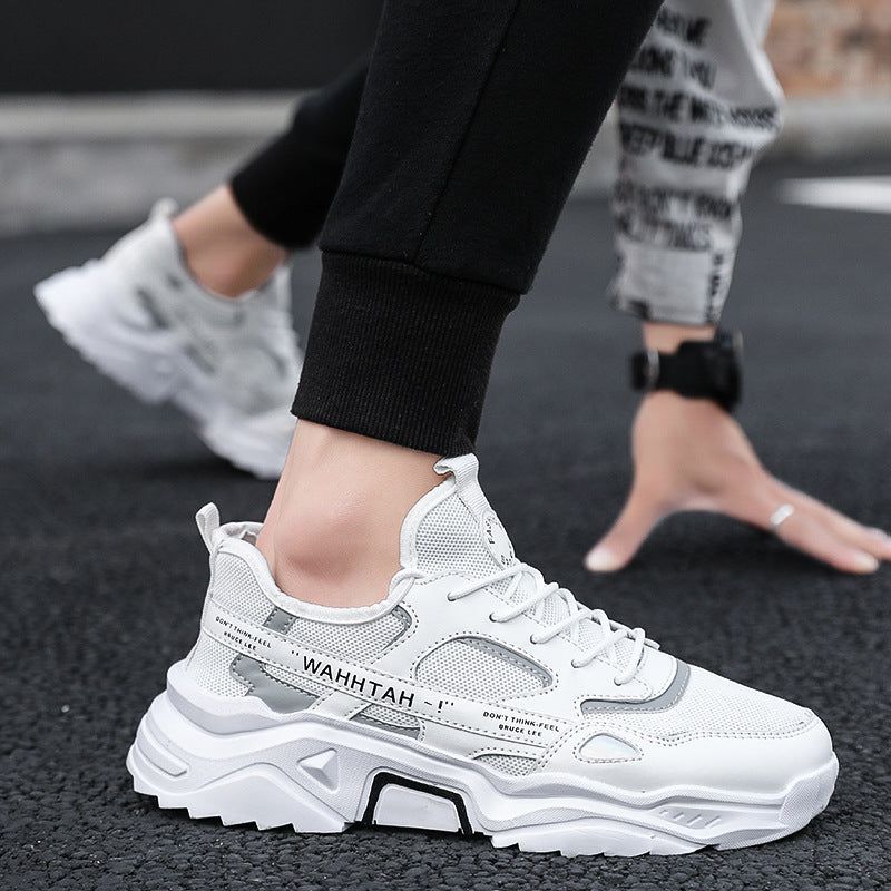 Men’s Casual Platform Sports Shoes Color Block Lace-Up Sneakers with PVC Rubber Sole Lightweight Design