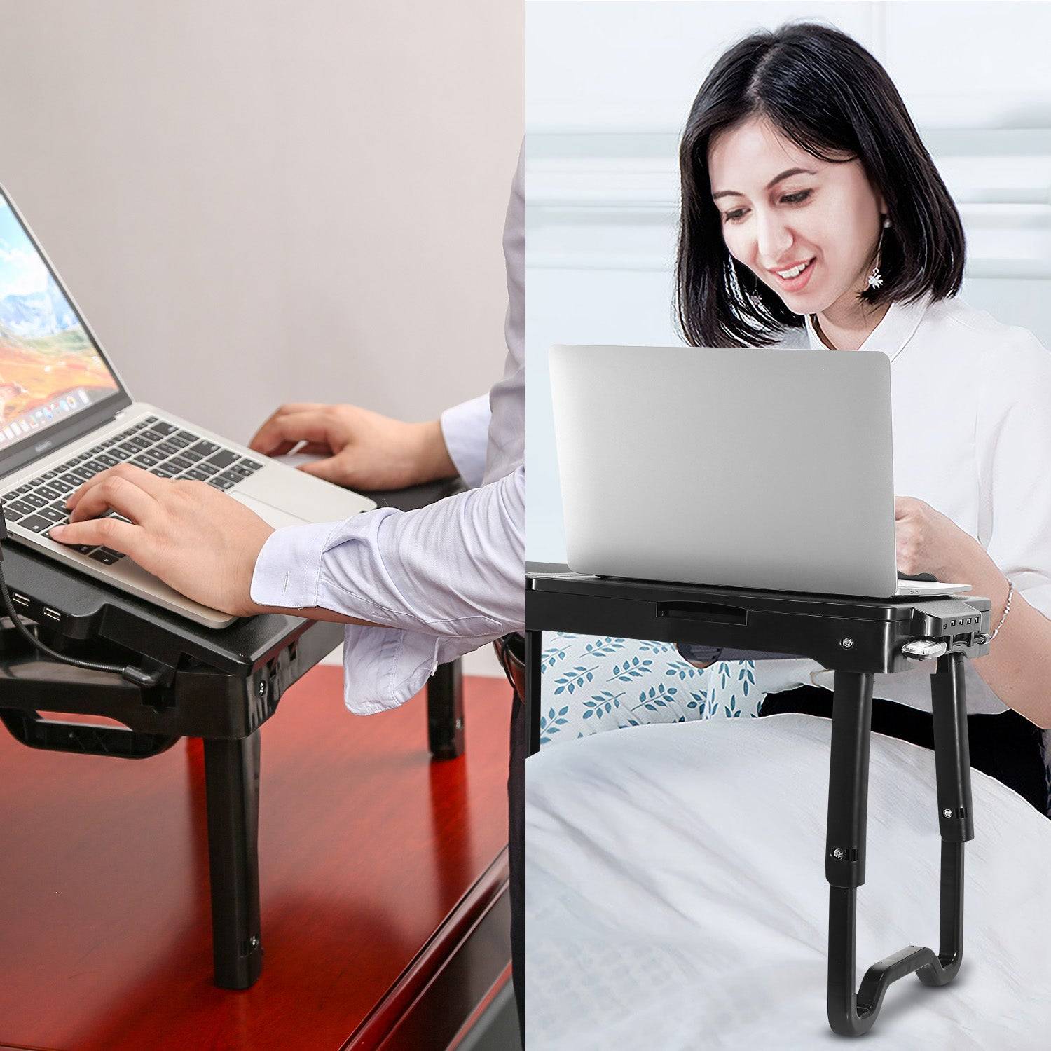 Foldable Laptop Desk with Cooling Fan and USB Ports