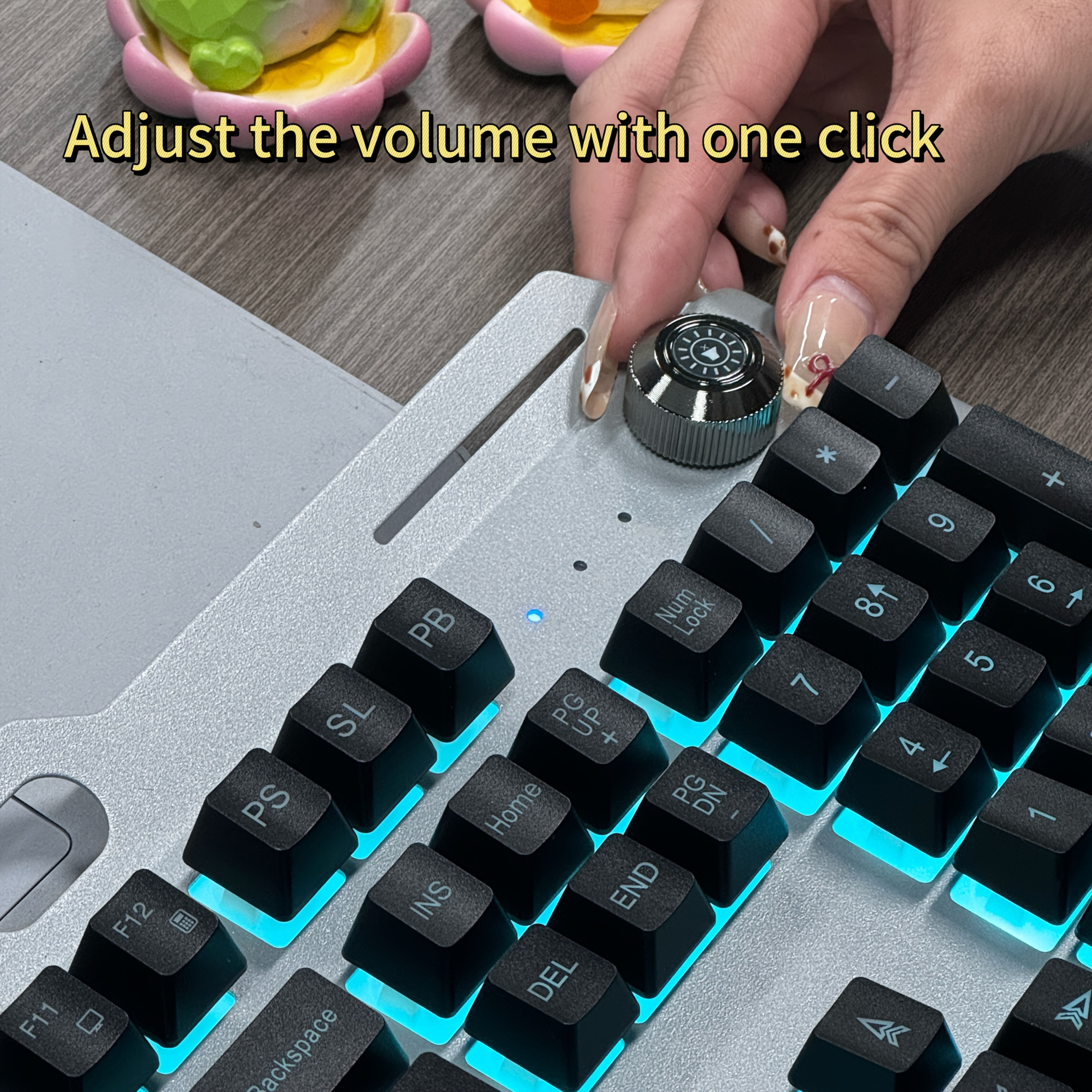 Wired Gaming Keyboard 104-Key Full Size with LED Backlight, Ergonomic Quiet Design & Volume Knob for PC & Laptop