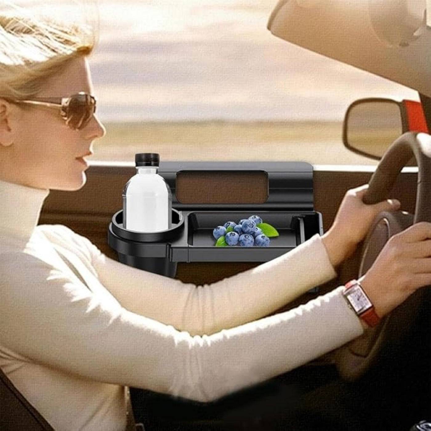Car Window Storage Tray Organizer Multifunctional Door Side Rack with Cup Holder & Phone Box Universal Fit Vehicle Accessory