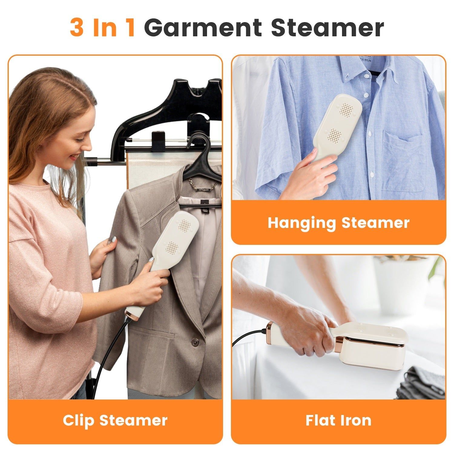 Travel Clothes Steamer with Rotating Head and Fast Heating