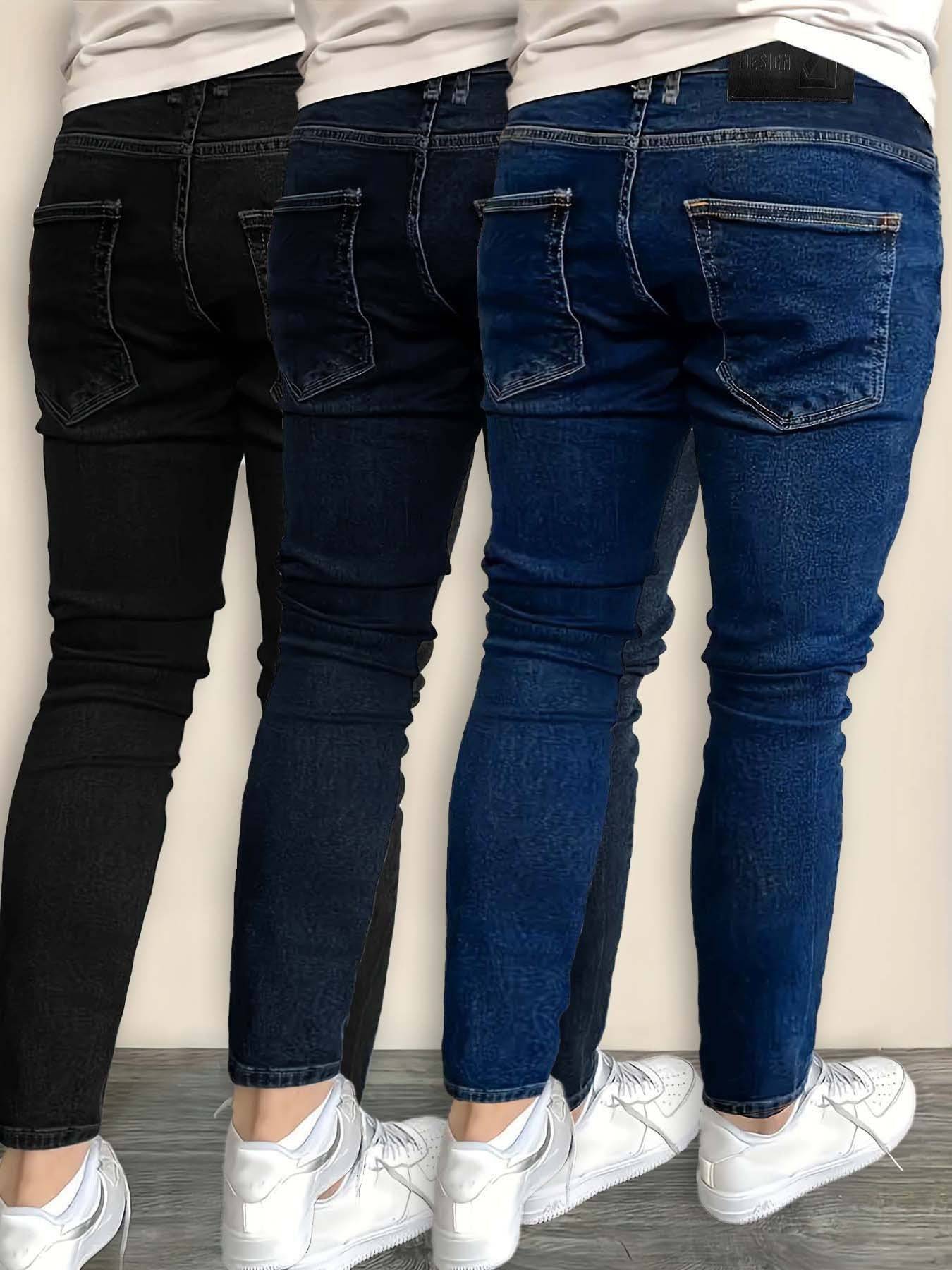 3-Pack Men’s Slim Fit Jeans – Stretch Denim Pants, Classic & Versatile Style for All-Season Casual Wear