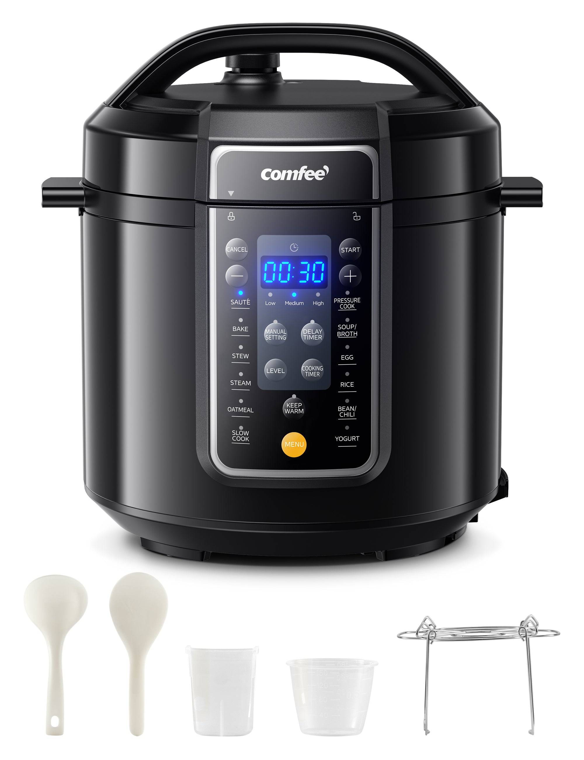 COMFEE’ 6-Quart 9-in-1 Electric Pressure Cooker, 13 Presets, Multi-Cooker, Nonstick Pot