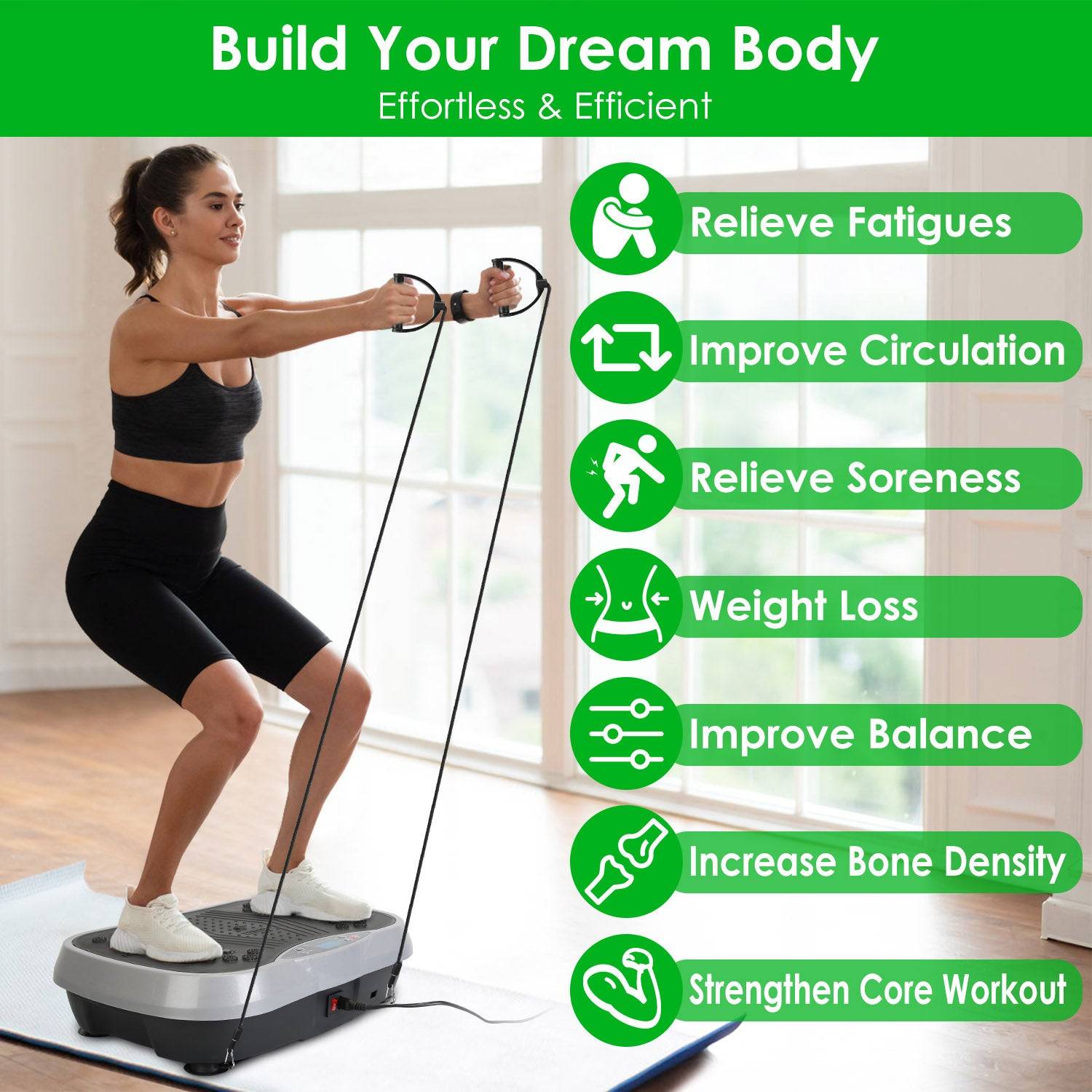 Whole Body Vibration Plate Exercise Machine With Bands