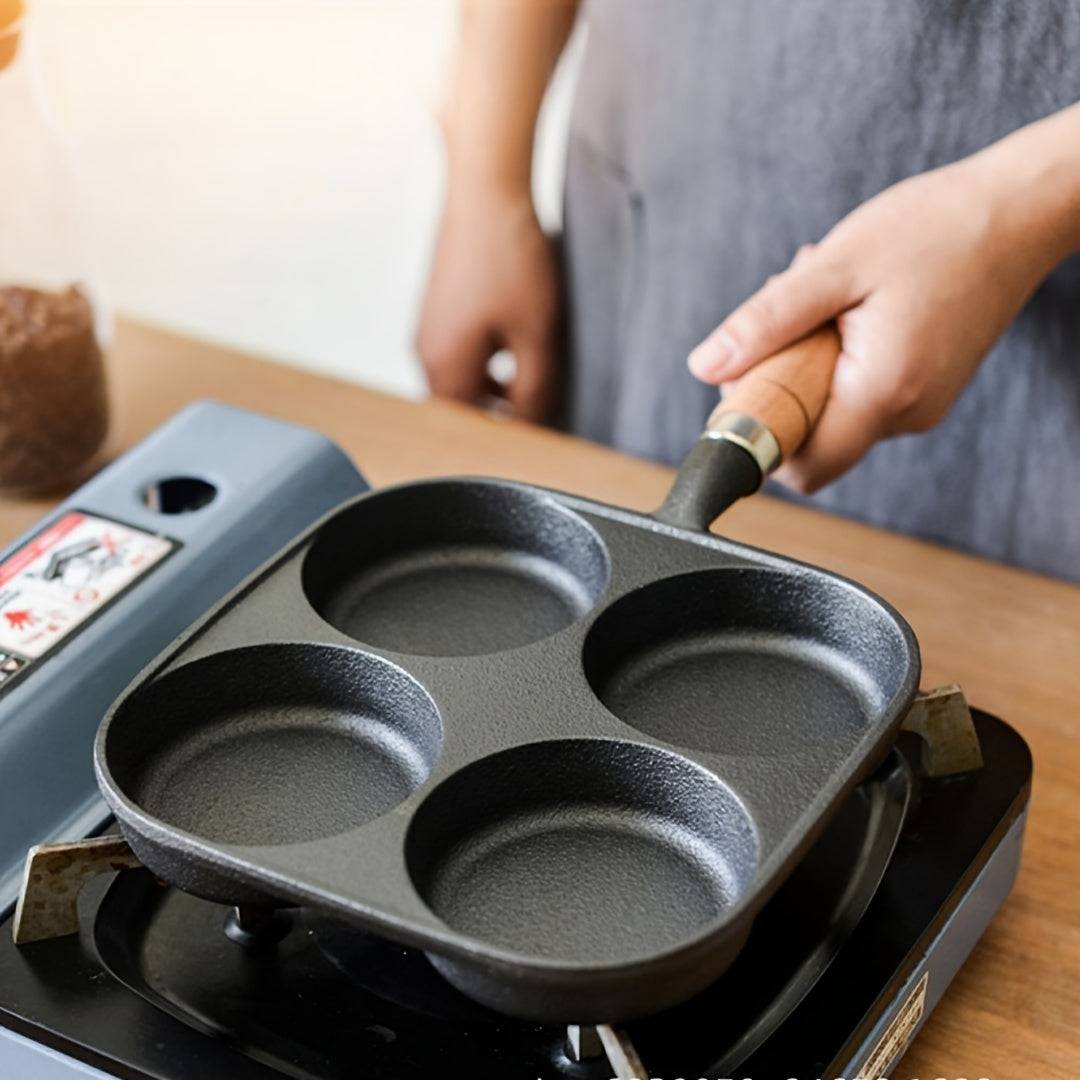 4-Hole Nonstick Egg & Omelette Pan – Multi-Section Frying Pan for Pancakes, Burgers, Bacon & Steak