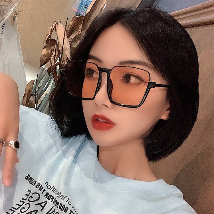 Womens Retro Square UV400 Metal Frame Resin Sunglasses