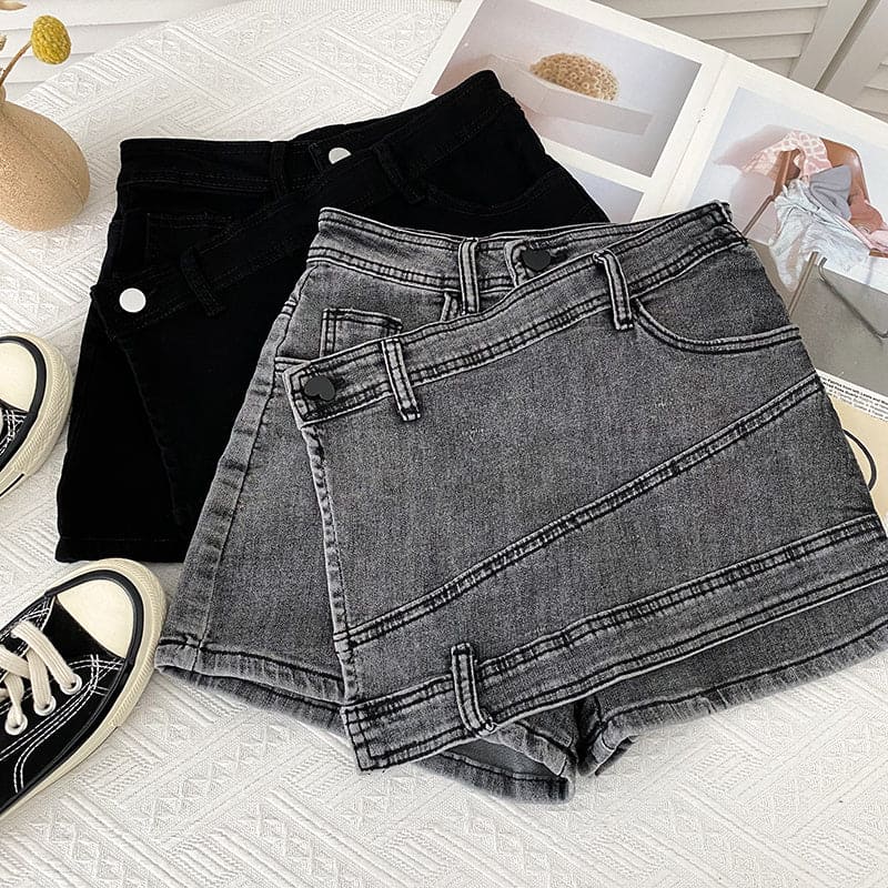 Irregular Denim Sheath Half-length Pants Casual Shorts - PMMNAPOLES