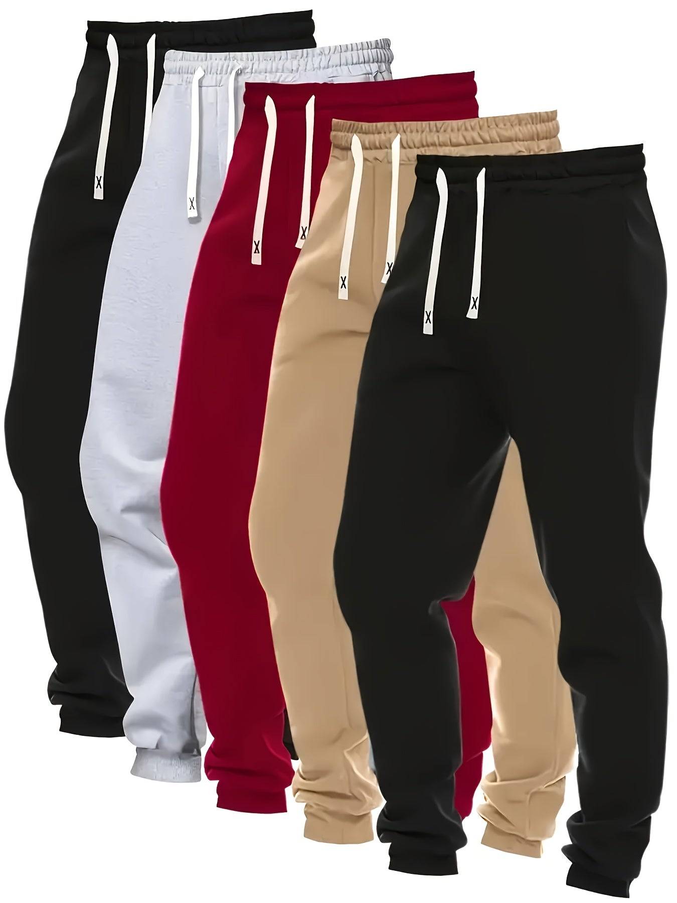 Men’s Jogger Pants 5-Pack – Elastic Waist, Drawstring, Casual Fit for Sports & Streetwear