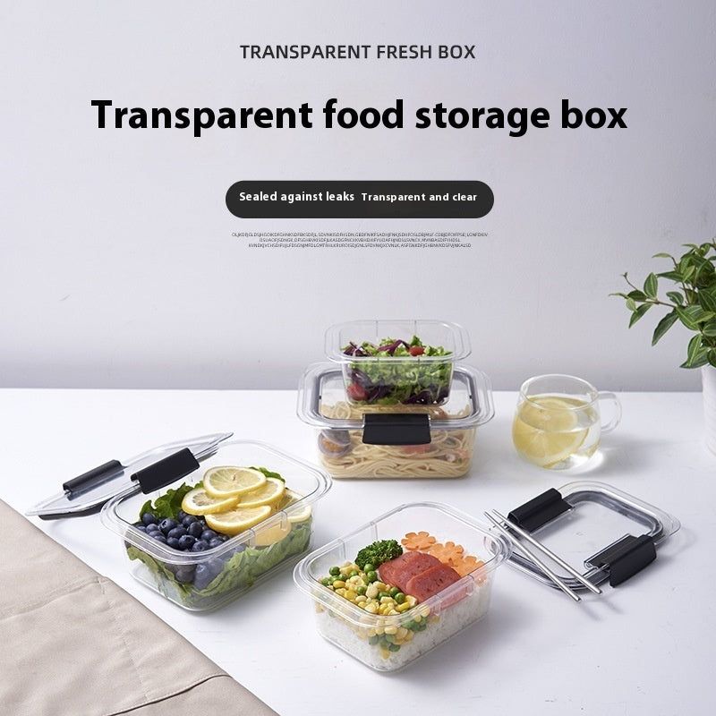 Transparent Food Storage Container Plastic Square Fresh-Keeping Jar for Kitchen Cereals and Dry Goods