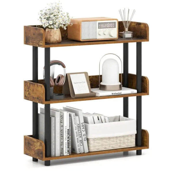 3 Tier Industrial Storage Rack Bookshelf with Guardrails